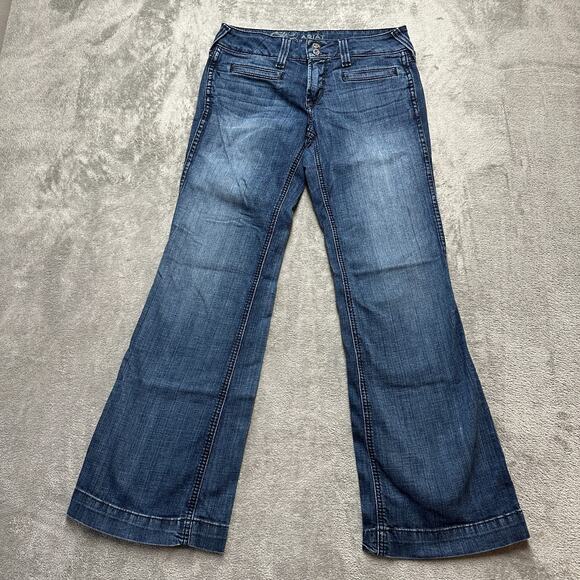 Ariat Denim - Ariat Denim Trouser Y2K Jeans Flared Womens 27S 27x30 Dark Wash Mid Rise EUC